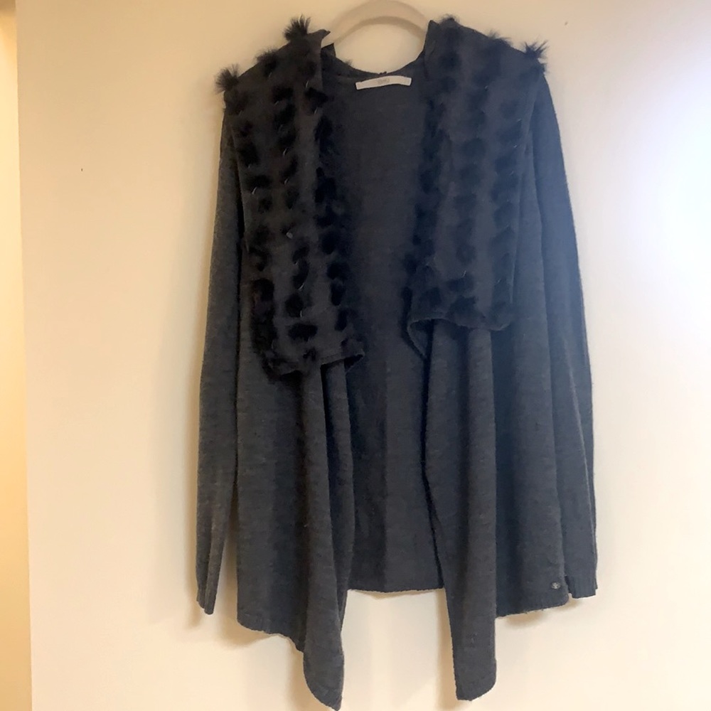 Emu Merino Wool trimmed in Angora Cardigan